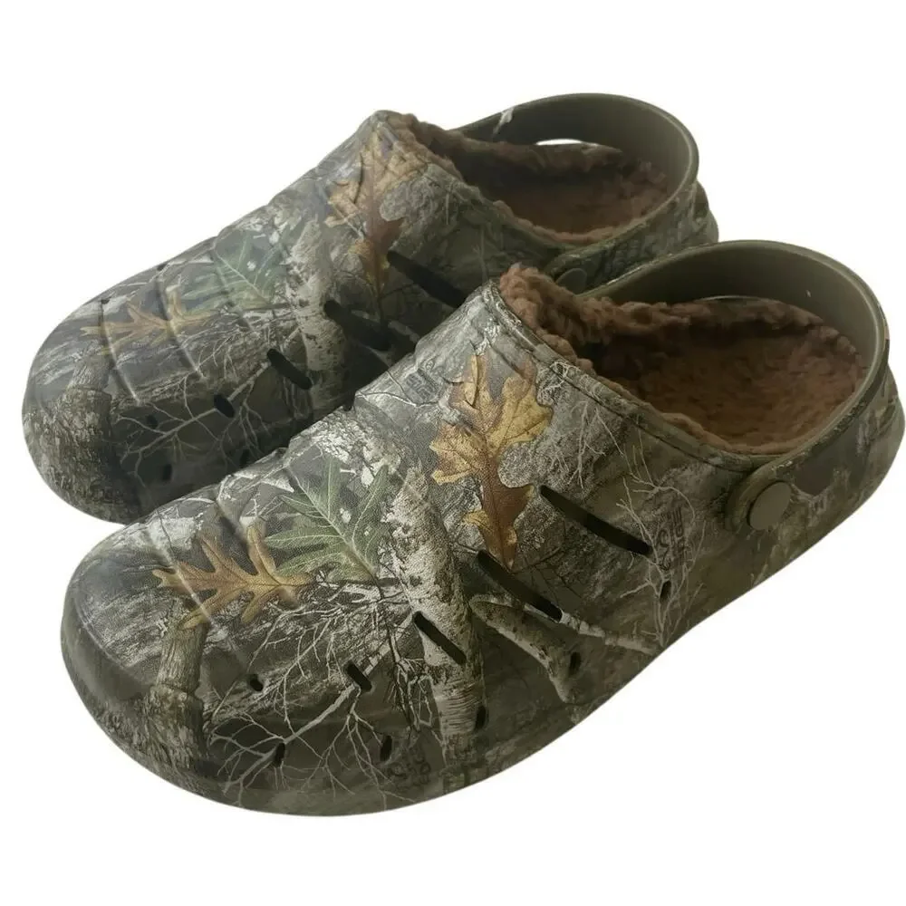 REAL TREE CLOGS SHERPA LINE SHOES CAMOUFLAGE‎ SZ 8 RUGGED SHARK HUNTING ARMY OAK